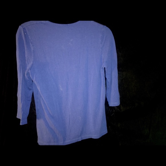 🦋 OLSON EUROPE Blue V-Neck Top w/ 3/4 sleeves - Picture 7 of 7